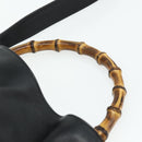 GUCCI Bamboo Shoulder Bag Leather 2way Black Gold 001 1998 1638 Auth ep14094-14