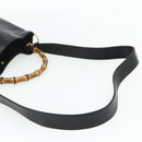GUCCI Bamboo Shoulder Bag Leather 2way Black Gold 001 1998 1638 Auth ep14094-8