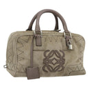 LOEWE Anagram Americana 28 Hand Bag Suede Beige Silver Auth ep14101A-1