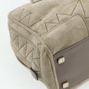 LOEWE Anagram Americana 28 Hand Bag Suede Beige Silver Auth ep14101A-16