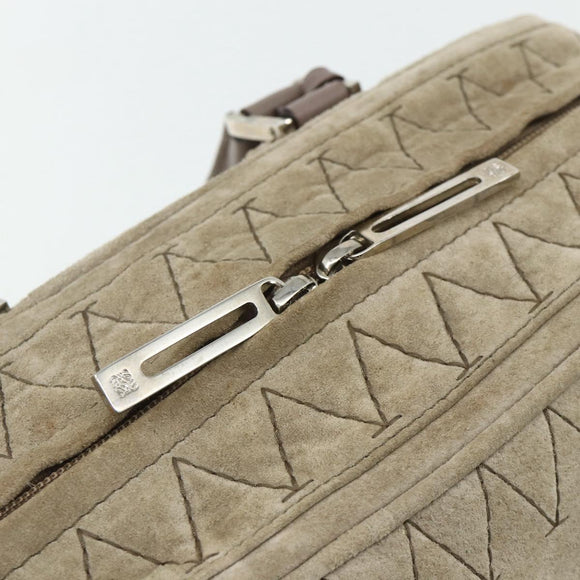 LOEWE Anagram Americana 28 Hand Bag Suede Beige Silver Auth ep14101A