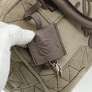 LOEWE Anagram Americana 28 Hand Bag Suede Beige Silver Auth ep14101A-10