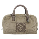 LOEWE Anagram Americana 28 Hand Bag Suede Beige Silver Auth ep14101A-13