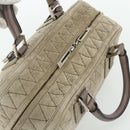 LOEWE Anagram Americana 28 Hand Bag Suede Beige Silver Auth ep14101A-6