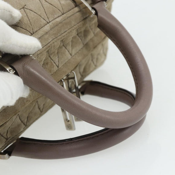 LOEWE Anagram Americana 28 Hand Bag Suede Beige Silver Auth ep14101A