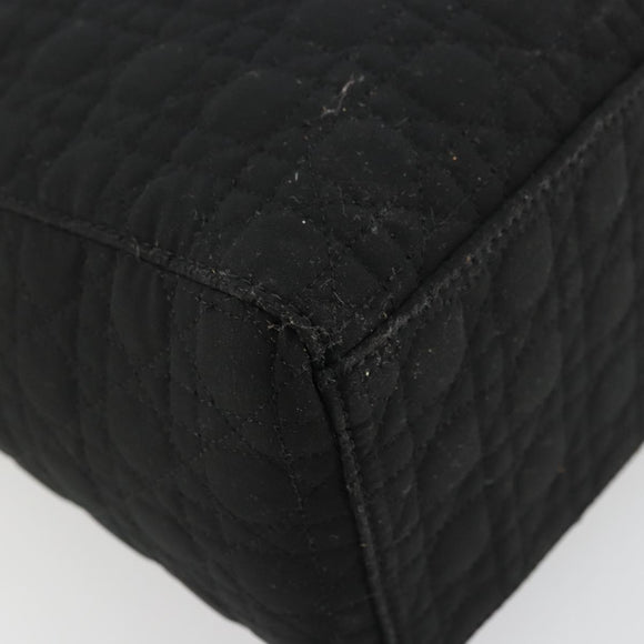 Christian Dior Canage Lady Dior Hand Bag Nylon Black Gold Auth ep14110