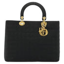 Christian Dior Canage Lady Dior Hand Bag Nylon Black Gold Auth ep14110-13