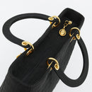 Christian Dior Canage Lady Dior Hand Bag Nylon Black Gold Auth ep14110-6