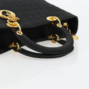 Christian Dior Canage Lady Dior Hand Bag Nylon Black Gold Auth ep14110-7