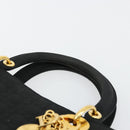 Christian Dior Canage Lady Dior Hand Bag Nylon Black Gold Auth ep14110-8