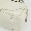 GUCCI Bamboo Boston Bag Leather White Gold 154376 Auth ep14116-14