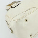 GUCCI Bamboo Boston Bag Leather White Gold 154376 Auth ep14116-9