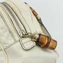 GUCCI Bamboo Boston Bag Leather White Gold 154376 Auth ep14116-10