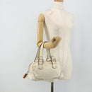 GUCCI Bamboo Boston Bag Leather White Gold 154376 Auth ep14116-22