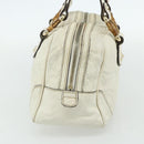 GUCCI Bamboo Boston Bag Leather White Gold 154376 Auth ep14116-4