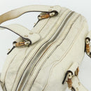 GUCCI Bamboo Boston Bag Leather White Gold 154376 Auth ep14116-6