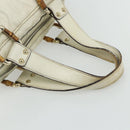GUCCI Bamboo Boston Bag Leather White Gold 154376 Auth ep14116-7