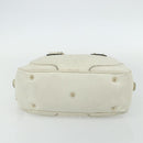 GUCCI Bamboo Boston Bag Leather White Gold 154376 Auth ep14116-5