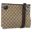 GUCCI GG Canvas Shoulder Bag Beige Silver 120841 Auth ep14120-1