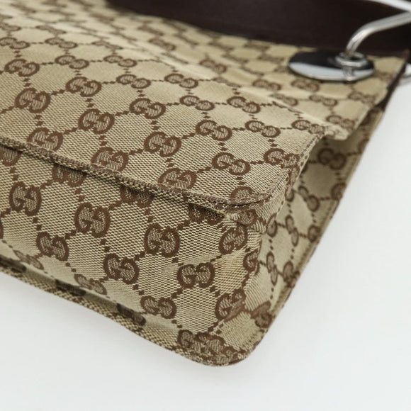 GUCCI GG Canvas Shoulder Bag Beige Silver 120841 Auth ep14120