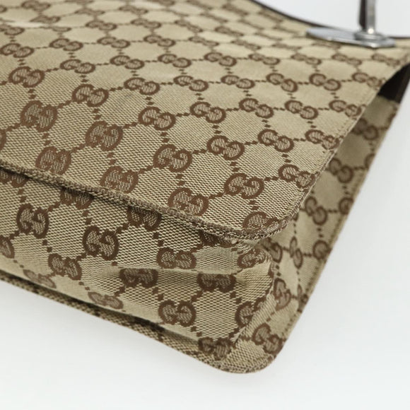 GUCCI GG Canvas Shoulder Bag Beige Silver 120841 Auth ep14120