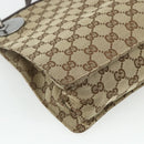 GUCCI GG Canvas Shoulder Bag Beige Silver 120841 Auth ep14120-13