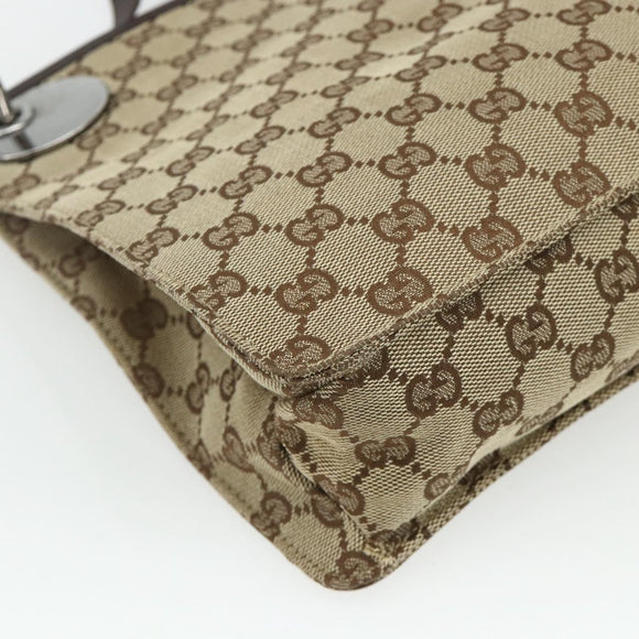 GUCCI GG Canvas Shoulder Bag Beige Silver 120841 Auth ep14120