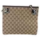GUCCI GG Canvas Shoulder Bag Beige Silver 120841 Auth ep14120-2