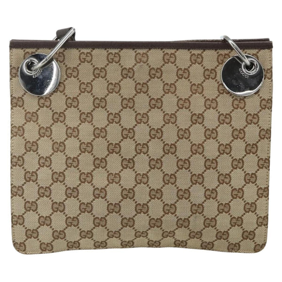 GUCCI GG Canvas Shoulder Bag Beige Silver 120841 Auth ep14120