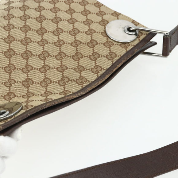 GUCCI GG Canvas Shoulder Bag Beige Silver 120841 Auth ep14120