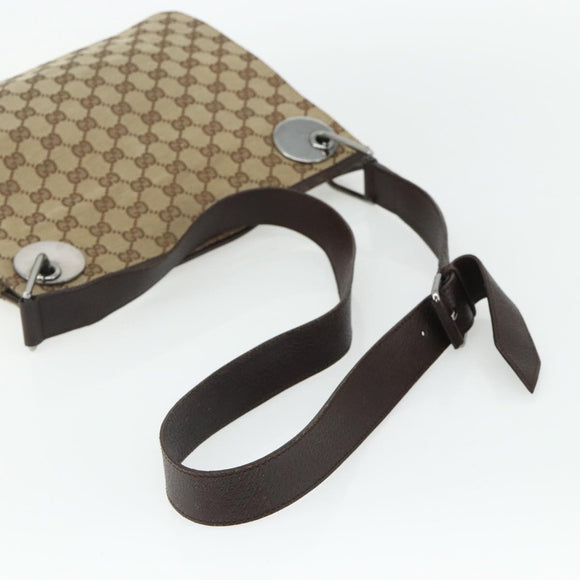 GUCCI GG Canvas Shoulder Bag Beige Silver 120841 Auth ep14120