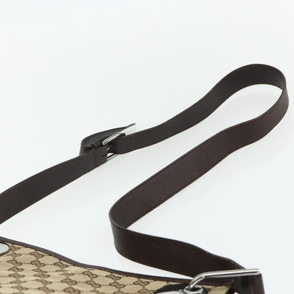 GUCCI GG Canvas Shoulder Bag Beige Silver 120841 Auth ep14120