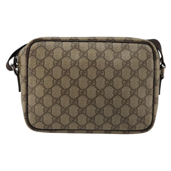 GUCCI GG Supreme Shoulder Bag PVC Beige Silver 114291 Auth ep14124