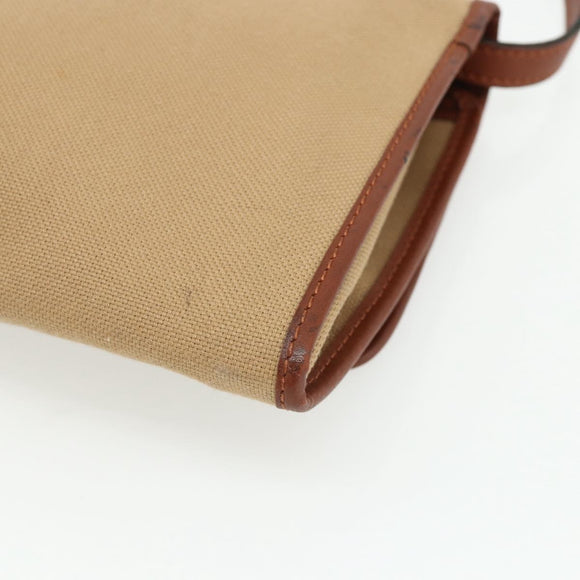 SAINT LAURENT Shoulder Bag Canvas Beige Gold Auth ep14127