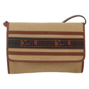 SAINT LAURENT Shoulder Bag Canvas Beige Gold Auth ep14127-13