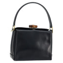 GUCCI Bamboo Hand Bag Leather Navy Gold Auth ep14132-1