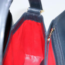 GUCCI Bamboo Hand Bag Leather Navy Gold Auth ep14132-18