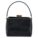 GUCCI Bamboo Hand Bag Leather Navy Gold Auth ep14132-2