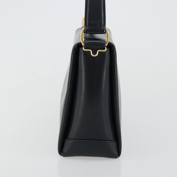 GUCCI Bamboo Hand Bag Leather Navy Gold Auth ep14132