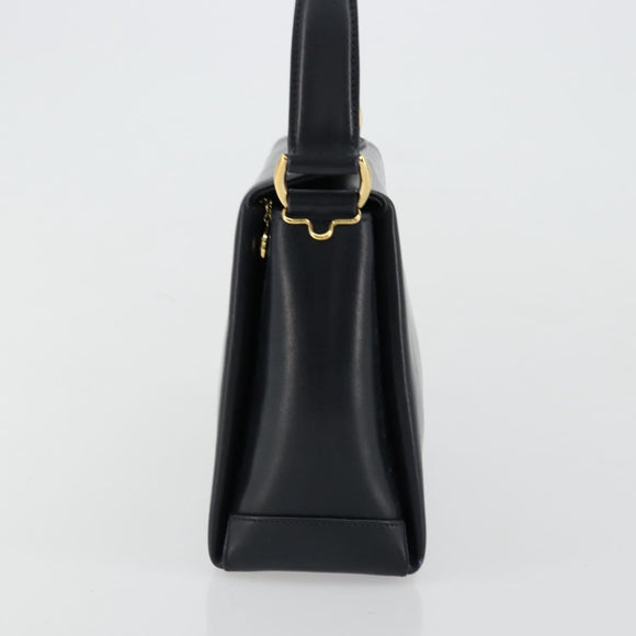 GUCCI Bamboo Hand Bag Leather Navy Gold Auth ep14132