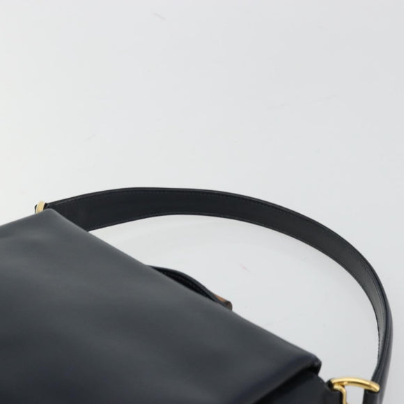 GUCCI Bamboo Hand Bag Leather Navy Gold Auth ep14132