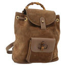 GUCCI Bamboo Backpack Suede Brown Gold 003 3444 0030 Auth ep14134-1