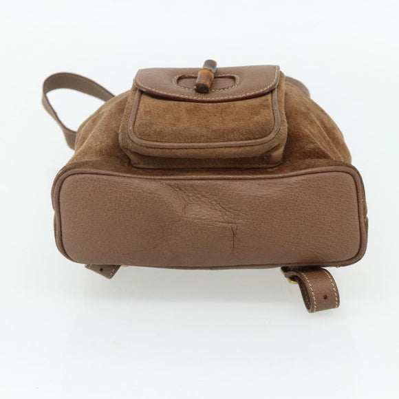 GUCCI Bamboo Backpack Suede Brown Gold 003 3444 0030 Auth ep14134