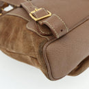 GUCCI Bamboo Backpack Suede Brown Gold 003 3444 0030 Auth ep14134-15