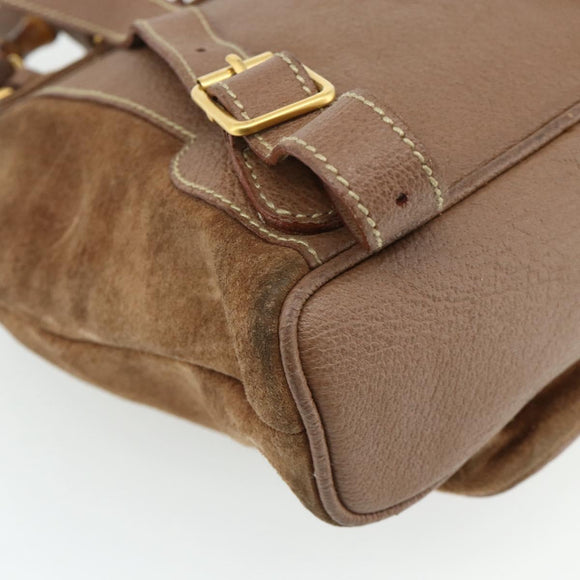 GUCCI Bamboo Backpack Suede Brown Gold 003 3444 0030 Auth ep14134