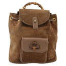 GUCCI Bamboo Backpack Suede Brown Gold 003 3444 0030 Auth ep14134-2