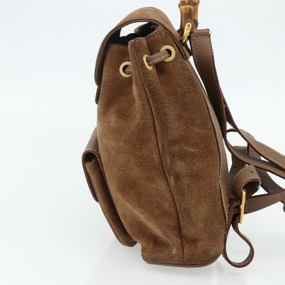 GUCCI Bamboo Backpack Suede Brown Gold 003 3444 0030 Auth ep14134