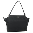PRADA Tote Bag Nylon Black Silver Auth ep14138A-1