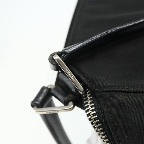 PRADA Tote Bag Nylon Black Silver Auth ep14138A