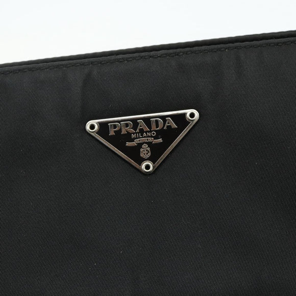 PRADA Tote Bag Nylon Black Silver Auth ep14138A